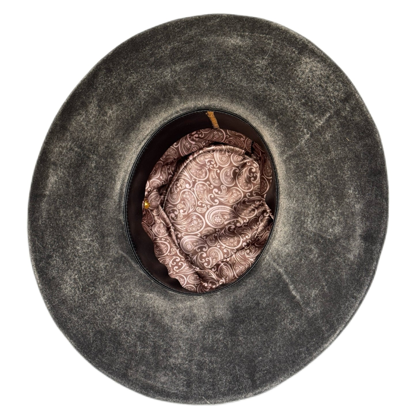 Dean Distressed Wide Brim Fur Felt Hat with burnished brim edge detail