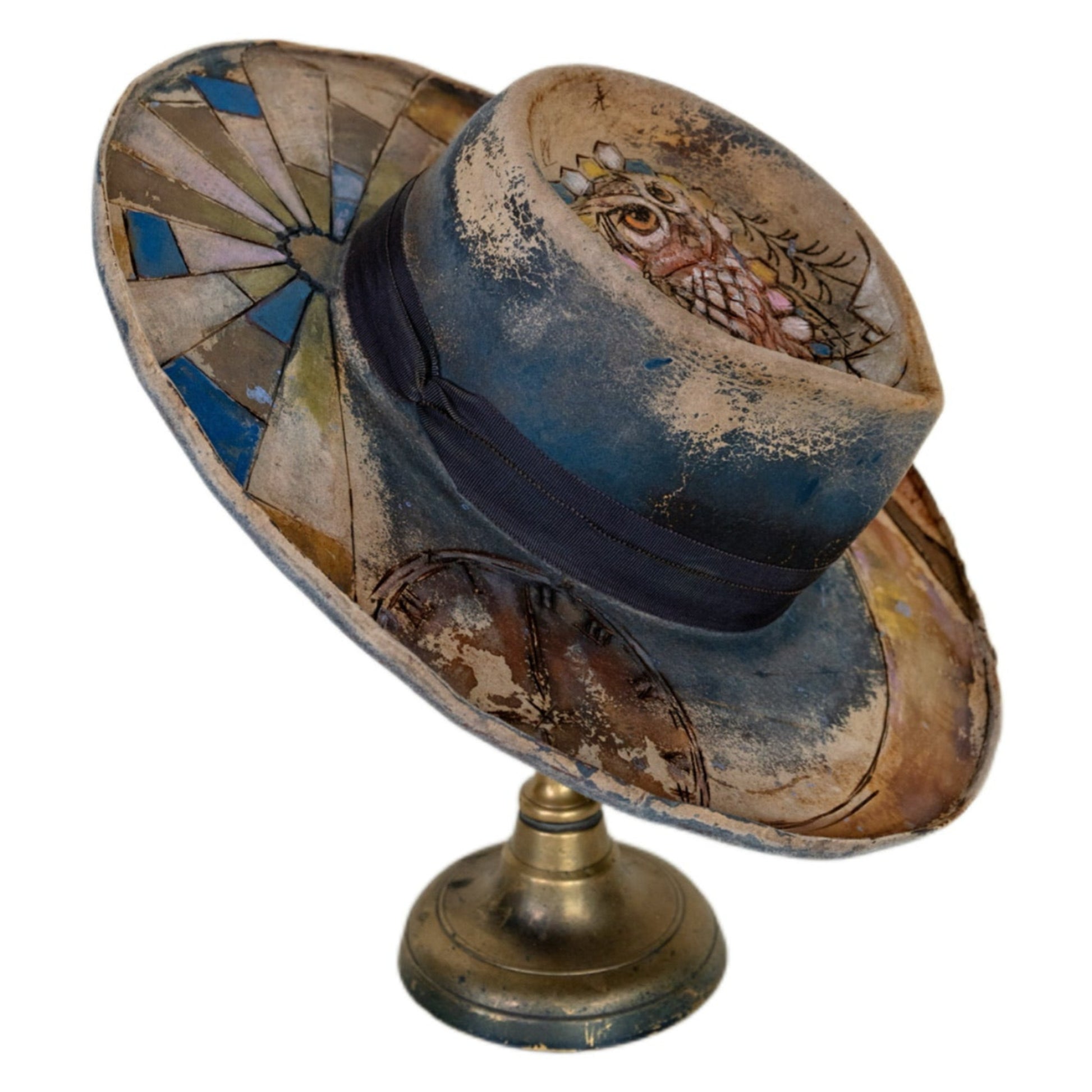 Alder beaver fur felt hat showing 3.5-inch brim with subtle curl and tall crown
