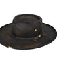 Buck Hand-Dyed Distressed Wide Brim Fur Felt Hat with embossed black leather band