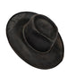 Buck Hand-Dyed Distressed Wide Brim Fur Felt Hat showing matte black finish and structured crown