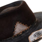 Calder distressed fur felt hat with stitched triangular felt inlay at crown
