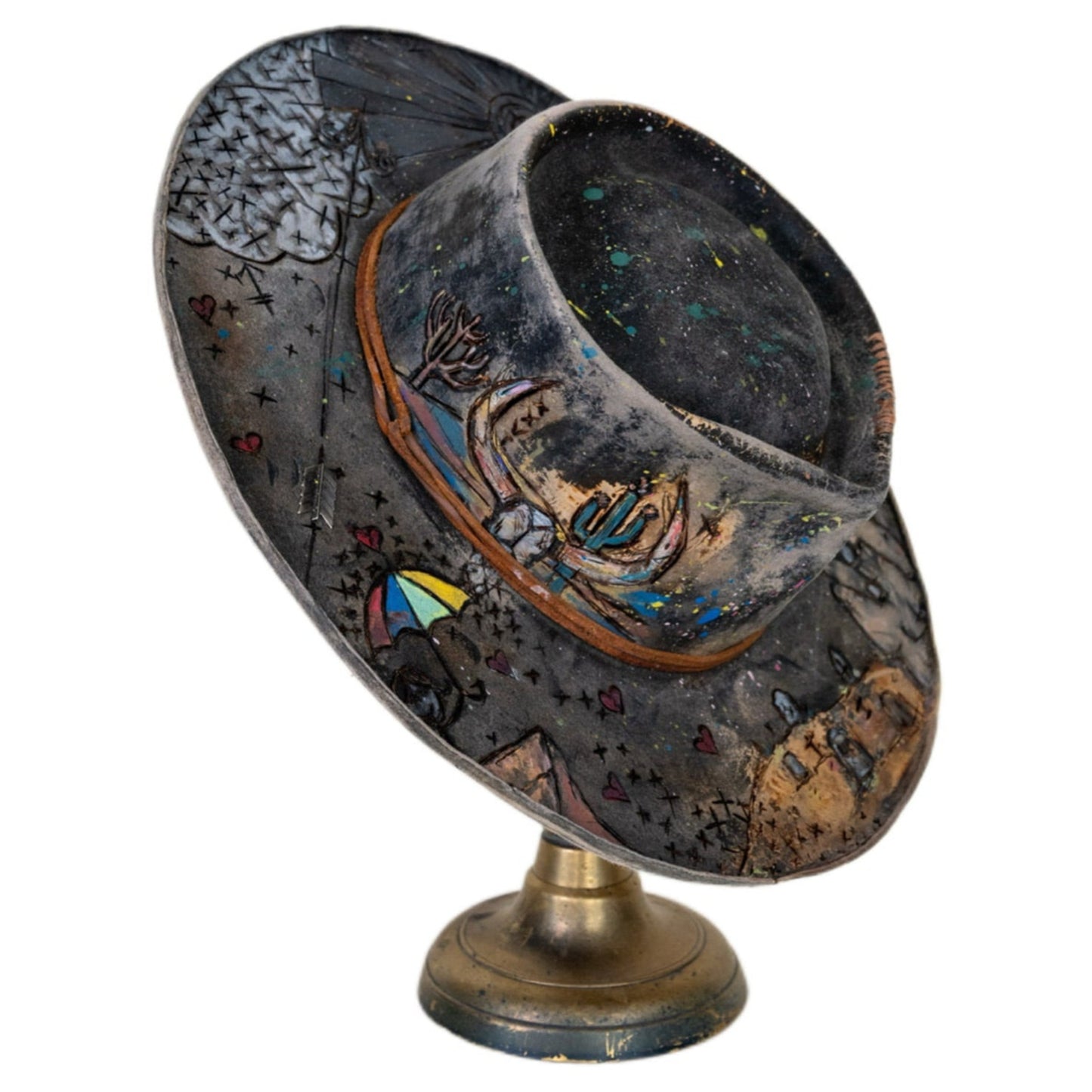 Deadlight fur felt hat showing compact 3-inch brim and tall crown
