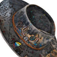 Deadlight distressed fur felt hat with multicolored skull artwork
