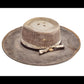 The Espresso Distressed Wide Brim Fur Felt Hat showing relaxed crown and dark tonal variation