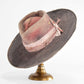 Inez Distressed Wide Brim Rabbit and Beaver Blend Fur Felt Hat in charcoal and blush tones