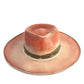 Milagro Hand-Dyed Distressed Wide Brim Fur Felt Hat with subtle burned markings on brim
