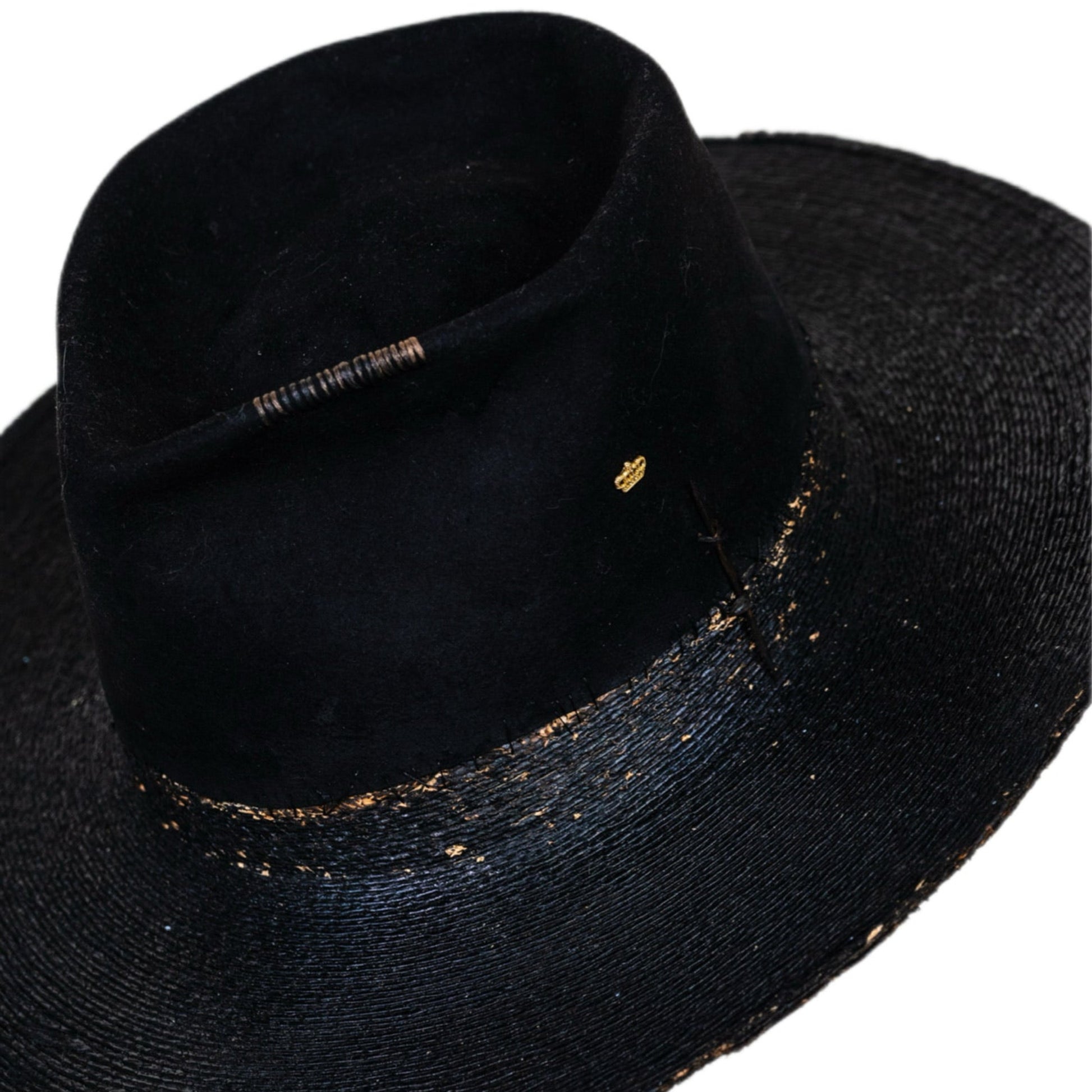 Reeve mixed-material hat showing tall felt crown and black straw brim