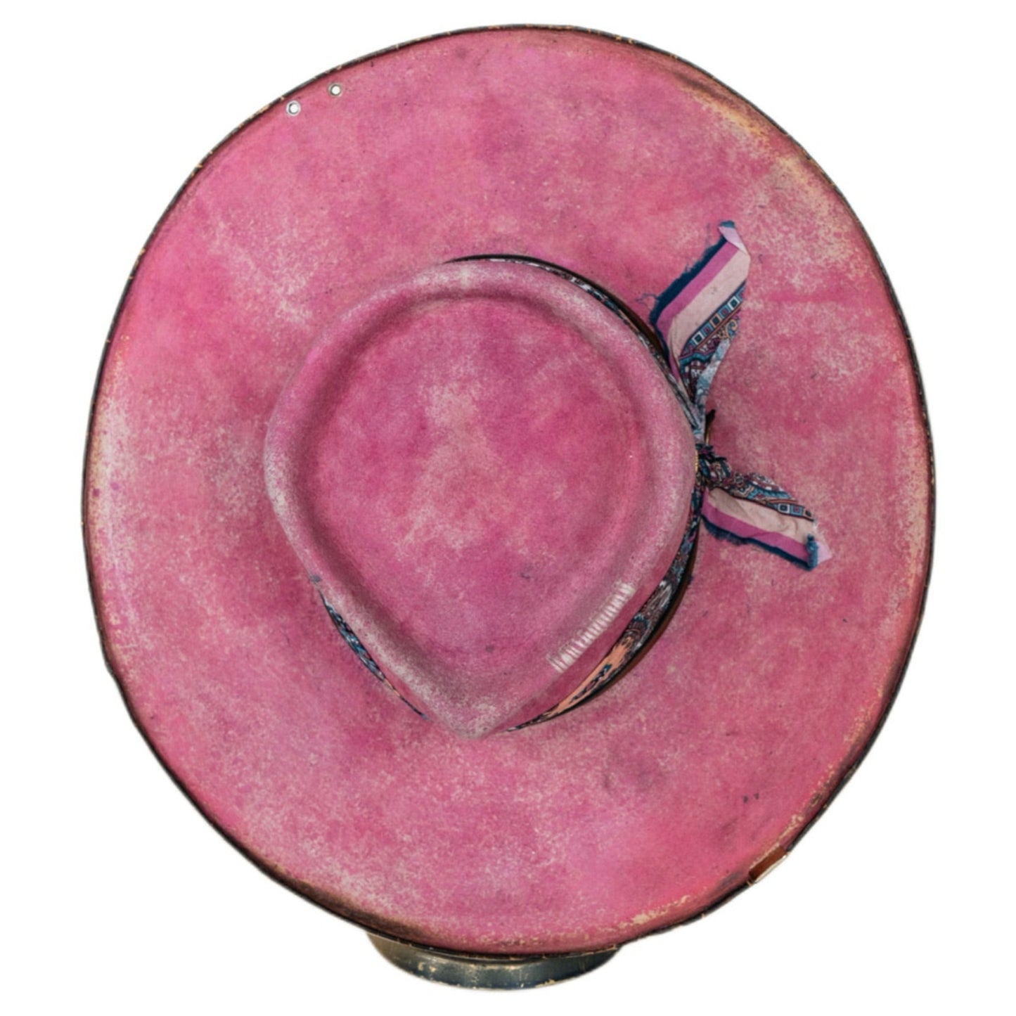 Rosie hand-dyed rabbit fur felt hat with burned crown
