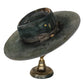 Rowan distressed wide brim rabbit and beaver blend fur felt hat in layered green tones