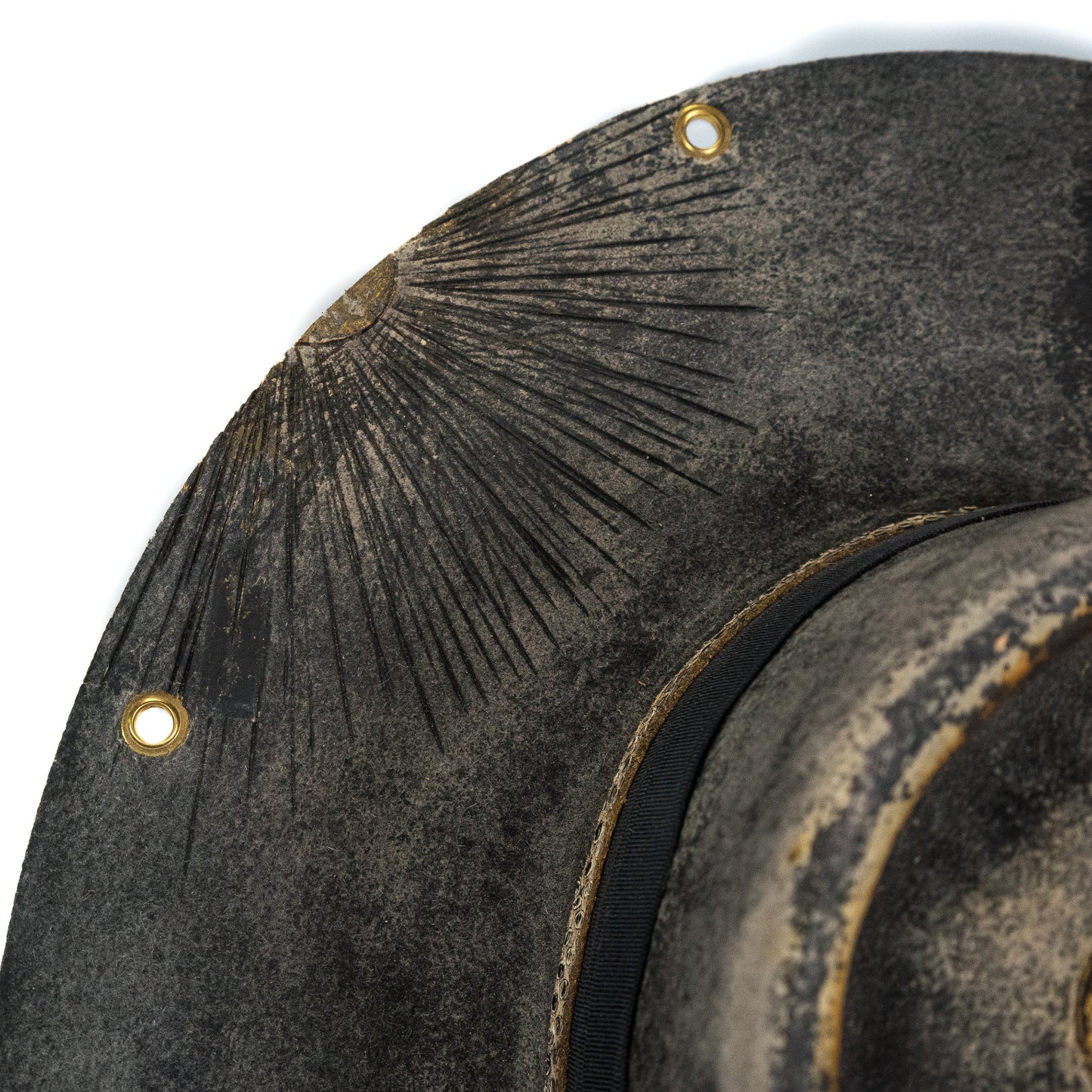 Distressed wide brim fur felt hat styled for everyday wear